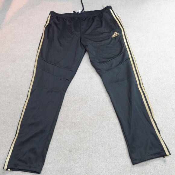 Adidas Pants 2XL Black Tapered Soccer Football Fit Track NEW - Picture 1 of 9